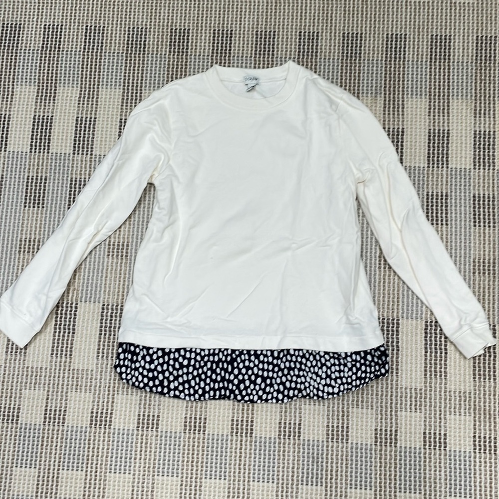 Jcrew cream and navy knit top